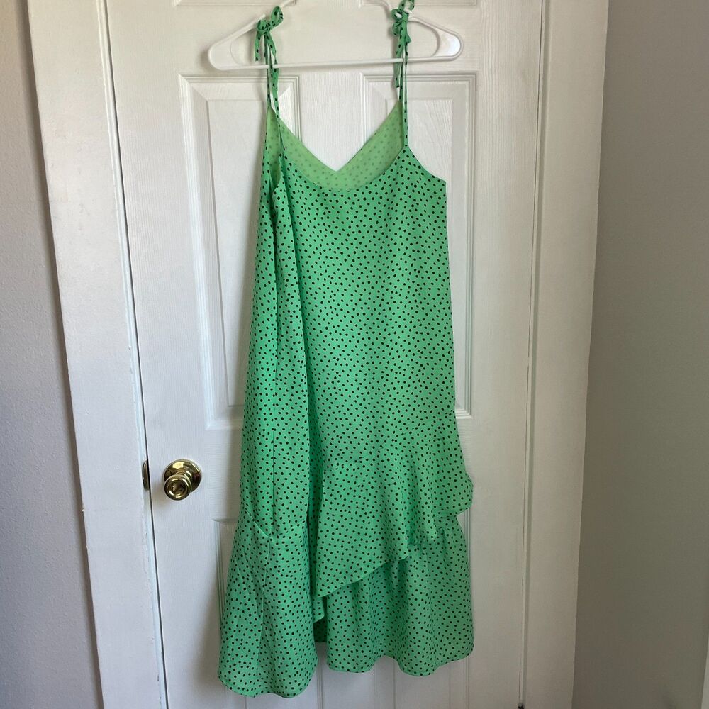 Elli White green polka dot asymmetrical midi dress size s